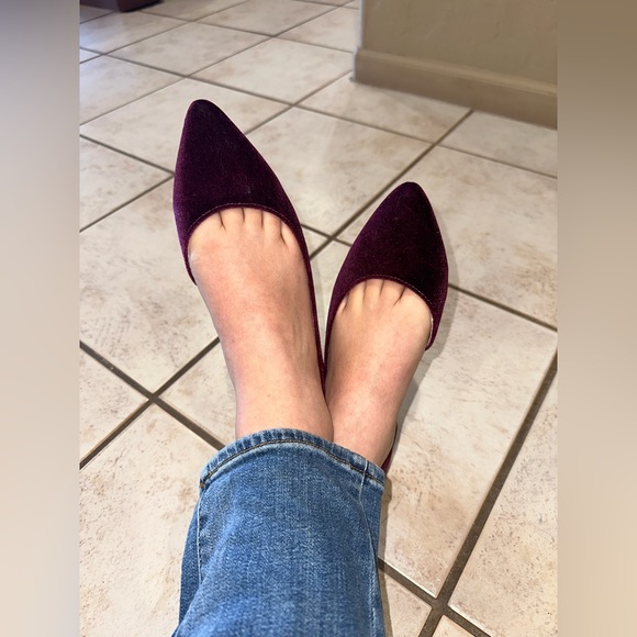 Purple plum velvet pointy flats women’s shoes used and well loved very pretty - Picture 4 of 16